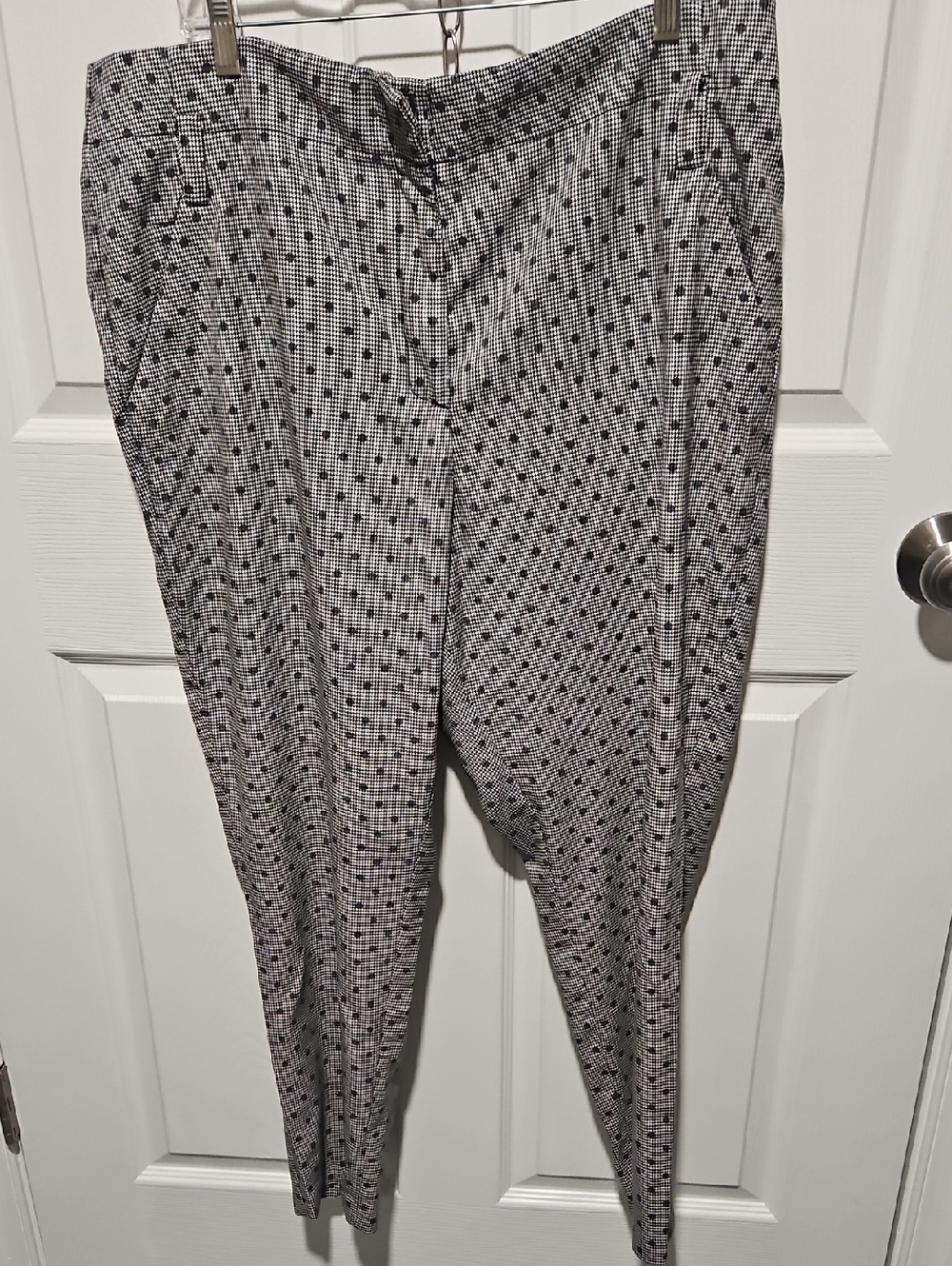 New York & Company Black and White Printed Trousers